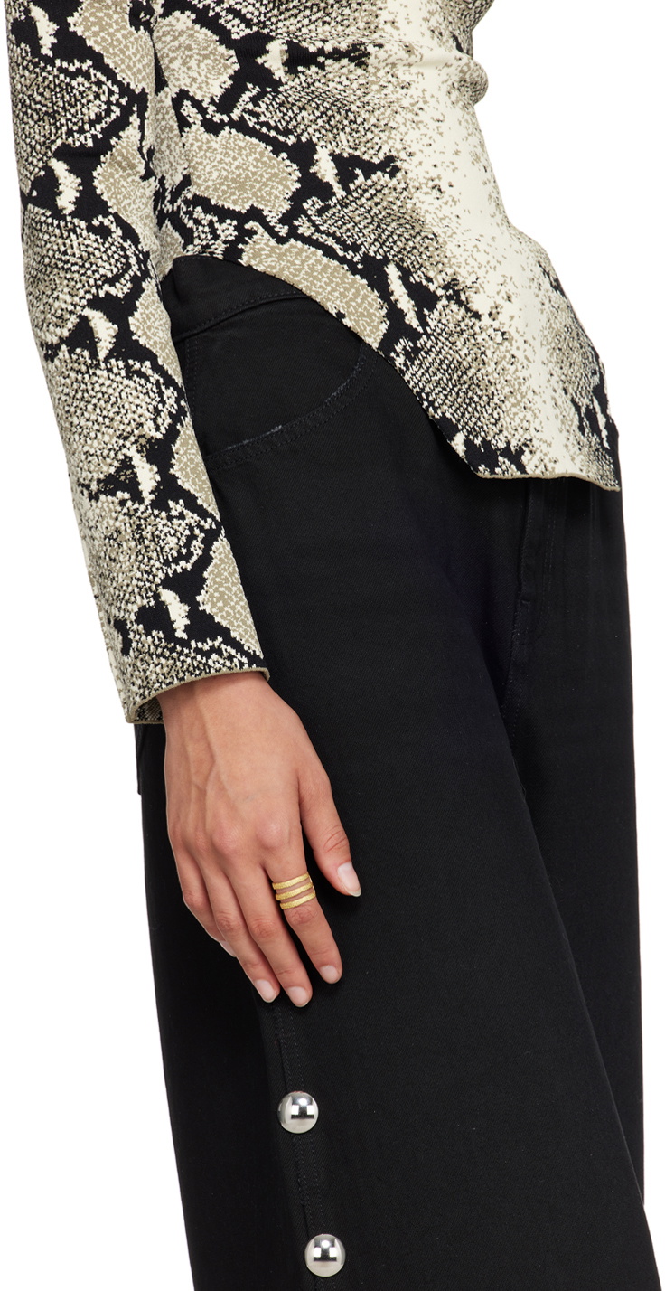 ELHANATI Gold Graphic Nude Triple Ring