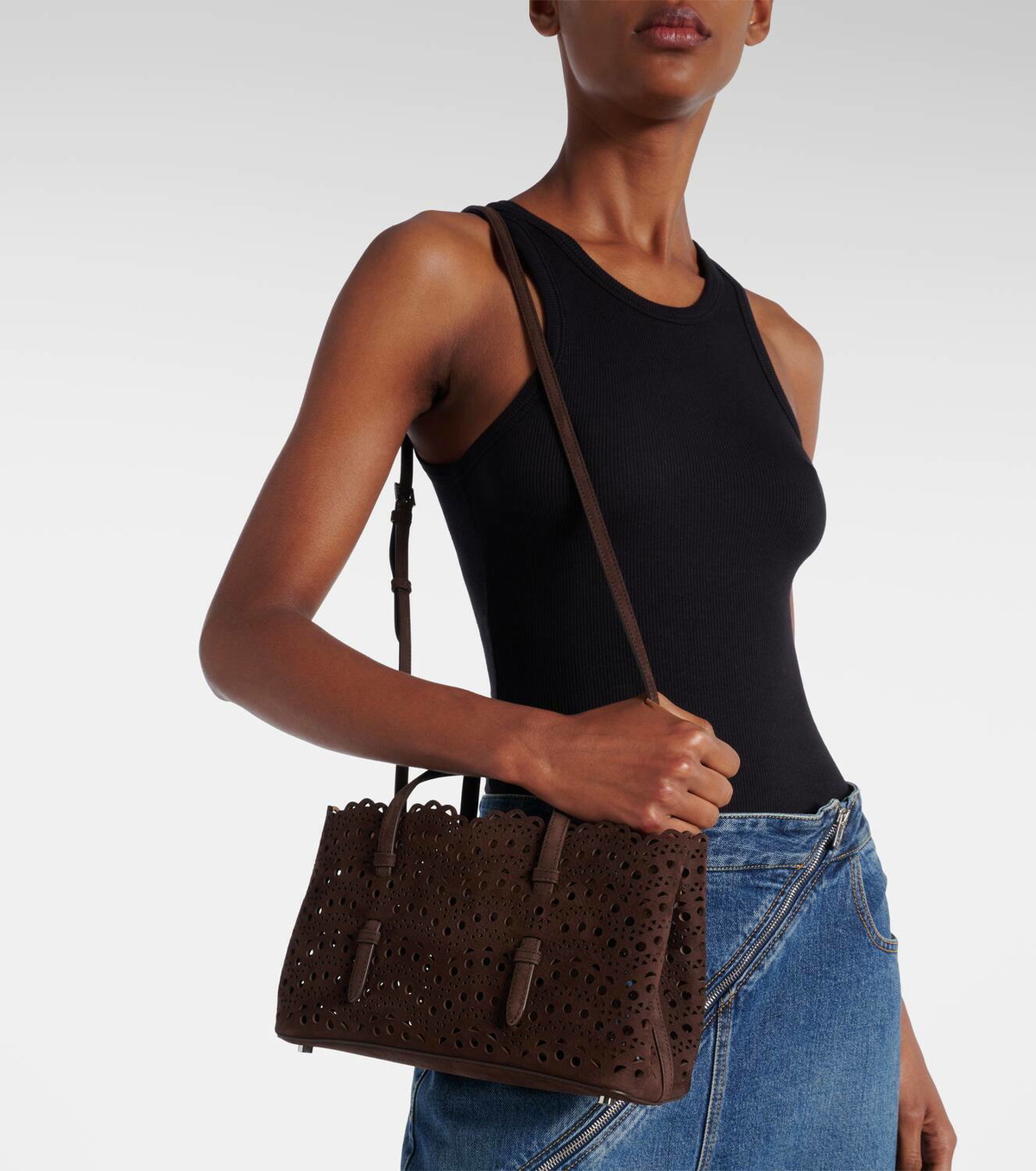 Alaïa Mina 25 Vienne Wave Small suede tote bag ALAÏA