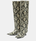 Ganni Snake-effect knee-high boots