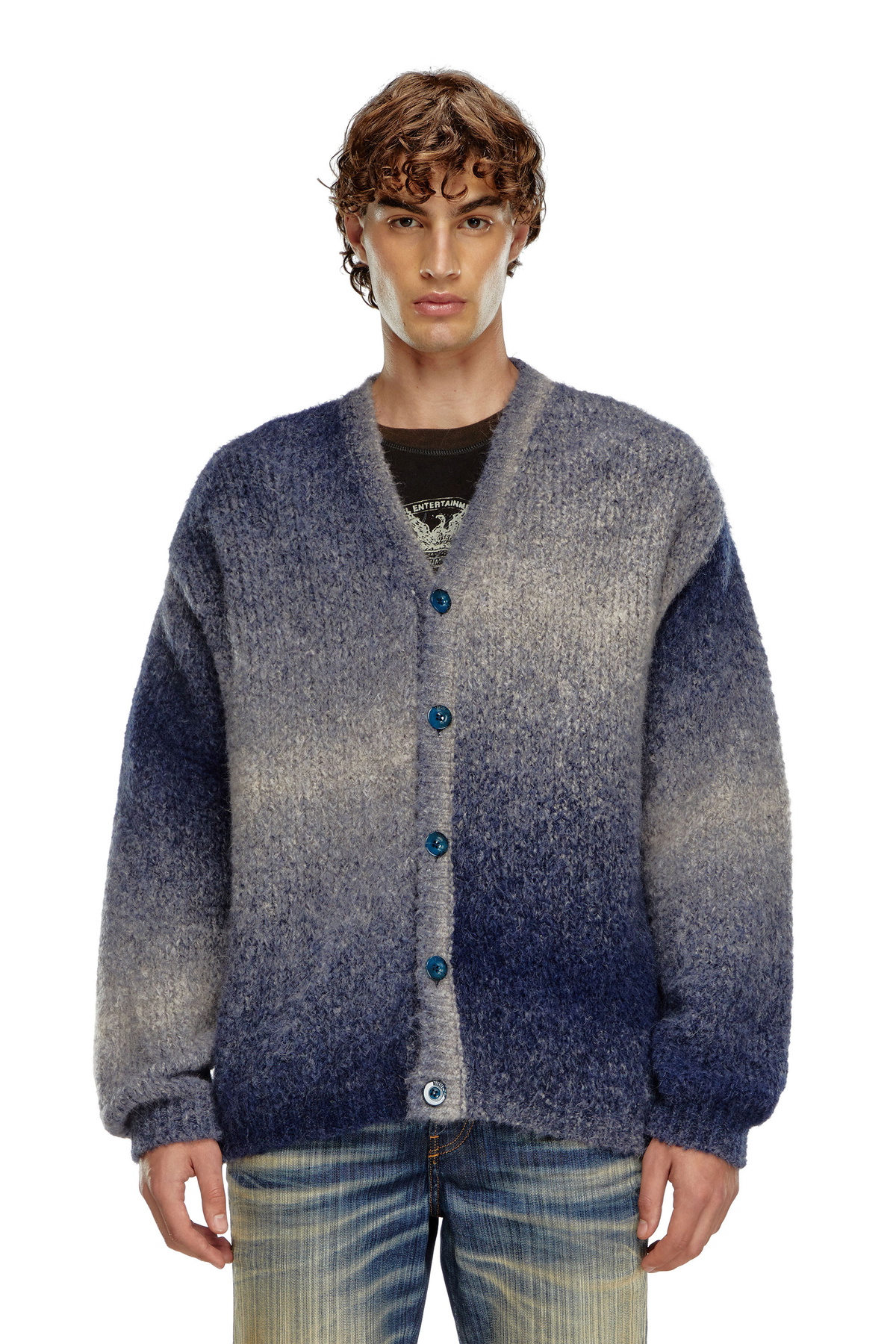 Diesel Dégradé cardigan in alpaca blend - Knitwear Mens in Blue Diesel