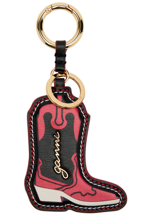 Photo: Ganni Western Boot Leather Keyring - Red - One Size