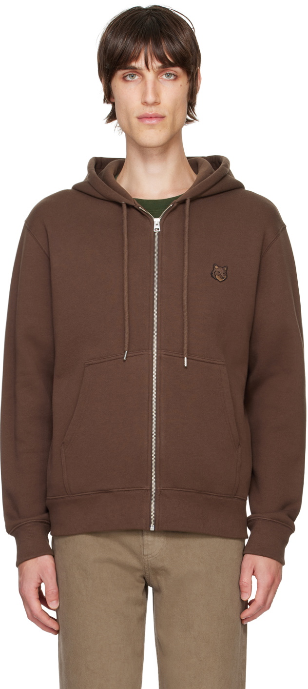 Sudadera Marron Hombre SUDADERA CON CAPUCHA DE POLAR CON PARCHE DE