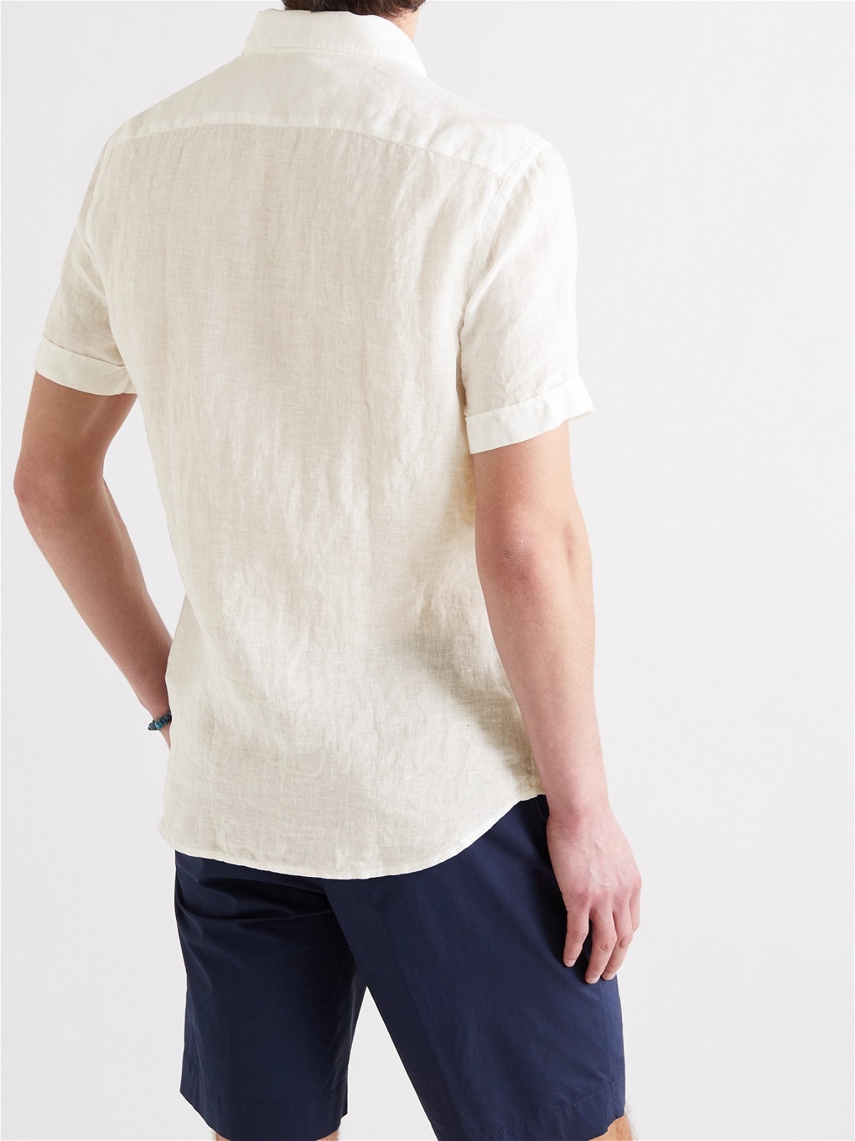 INCOTEX - Garment-Dyed Linen Shirt - White - EU 42 Incotex