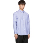 Comme des Garcons Shirt White and Blue Stripe Zip-On Sleeves Shirt