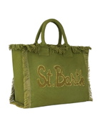 MC2 Saint Barth Military Green Cotton Canvas Vanity Tote Bag With Logo Patch