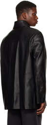 We11done Black Button-Up Leather Jacket