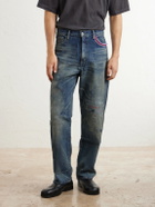 Neighborhood - Savage Straight-Leg Bead-Embellished Distressed Jeans - Blue