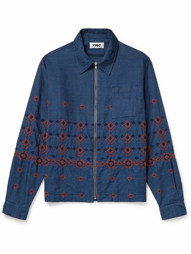 Photo: YMC - Bowie Embroidered Cotton-Chambray Blouson Jacket - Blue