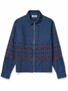 YMC - Bowie Embroidered Cotton-Chambray Blouson Jacket - Blue