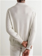 Brunello Cucinelli - Suede-Trimmed Knitted Cotton Blouson Jacket - Neutrals