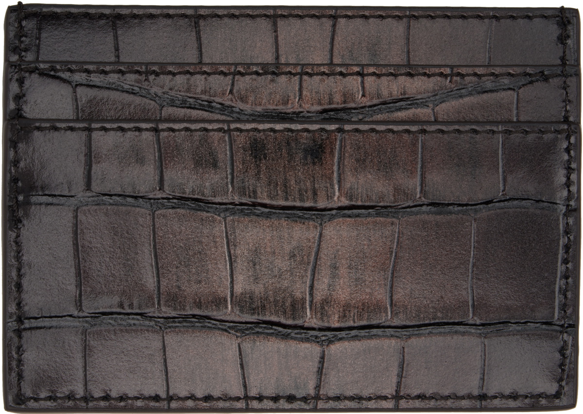 Versace Brown Embossing Degrade Croco Card Holder