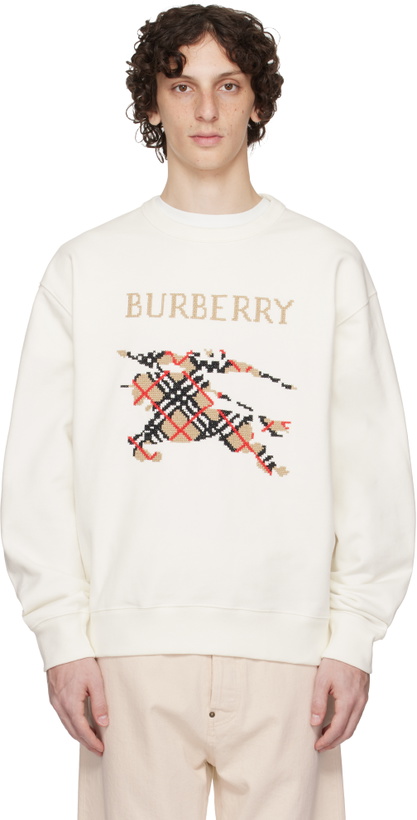 Photo: Burberry White Intarsia EKD Sweatshirt