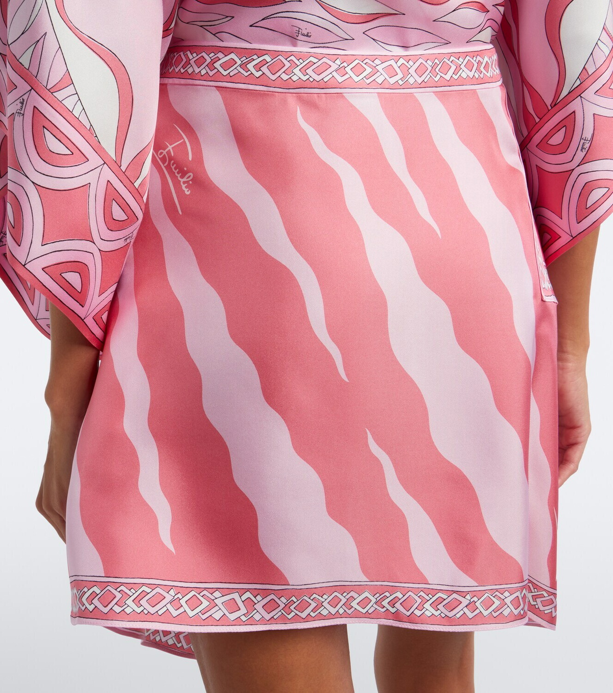 Pucci Fiamme asymmetric silk twill skirt