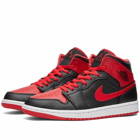 Air Jordan Men's 1 Mid Sneakers in Black/Fire Red