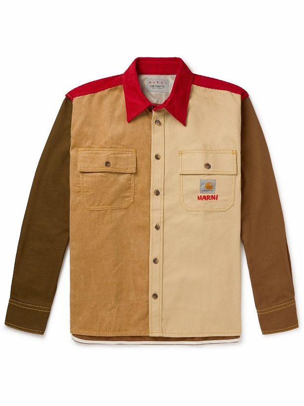 Photo: Marni - Carhartt WIP Colour-Block Cotton-Canvas and Corduroy Shirt Jacket - Brown