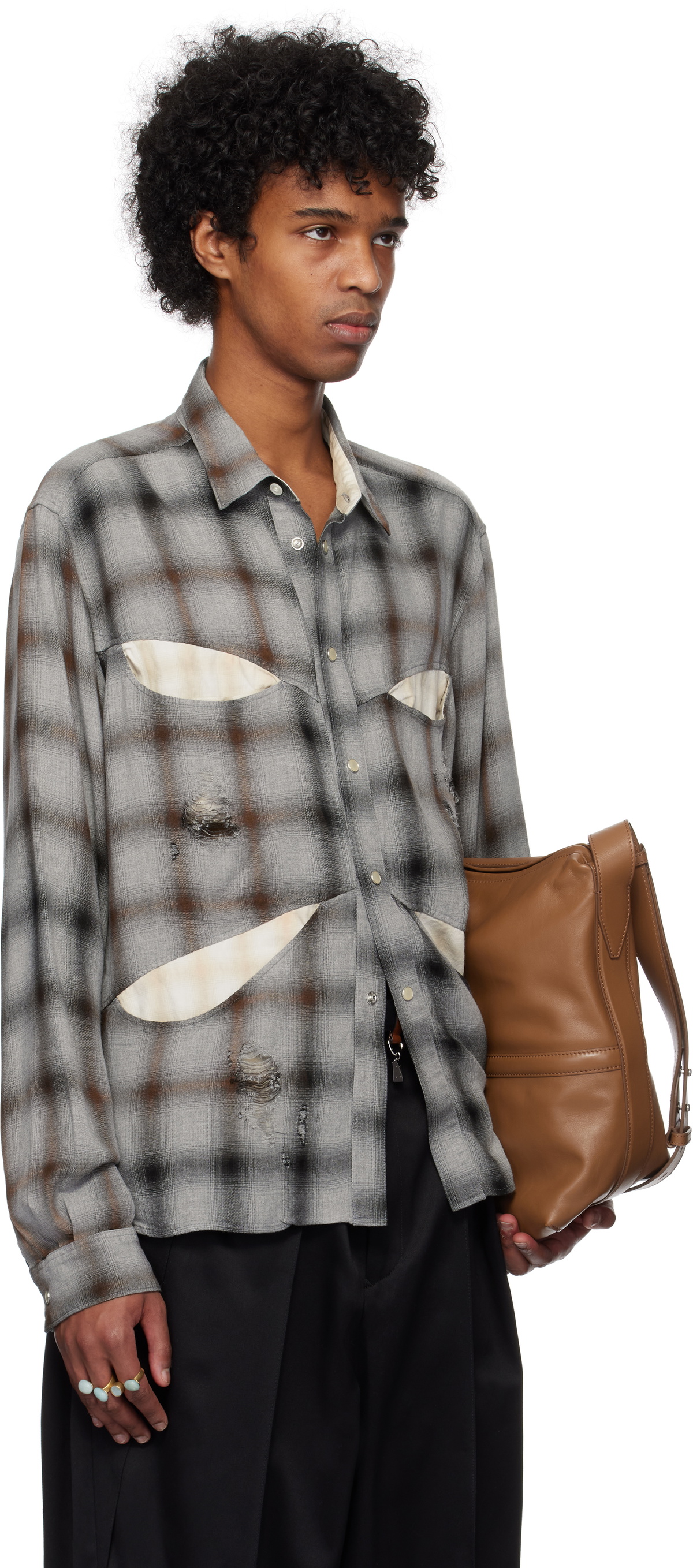 Khoki Gray Vintage-Effect Shirt