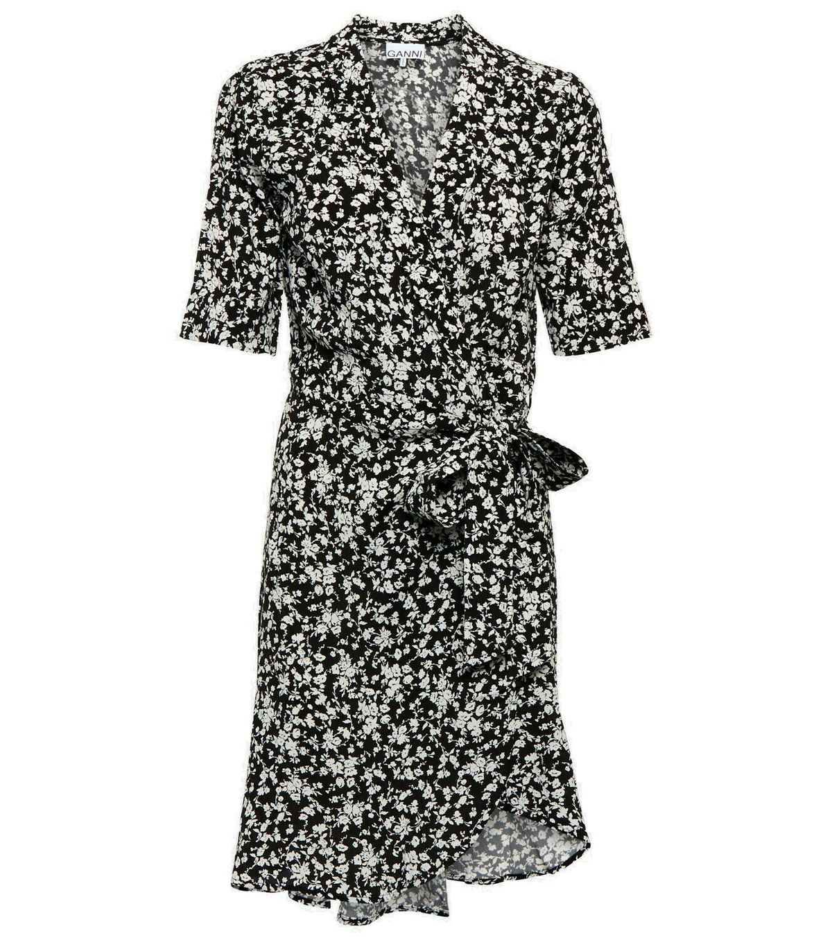 Ganni - Floral crêpe wrap minidress GANNI
