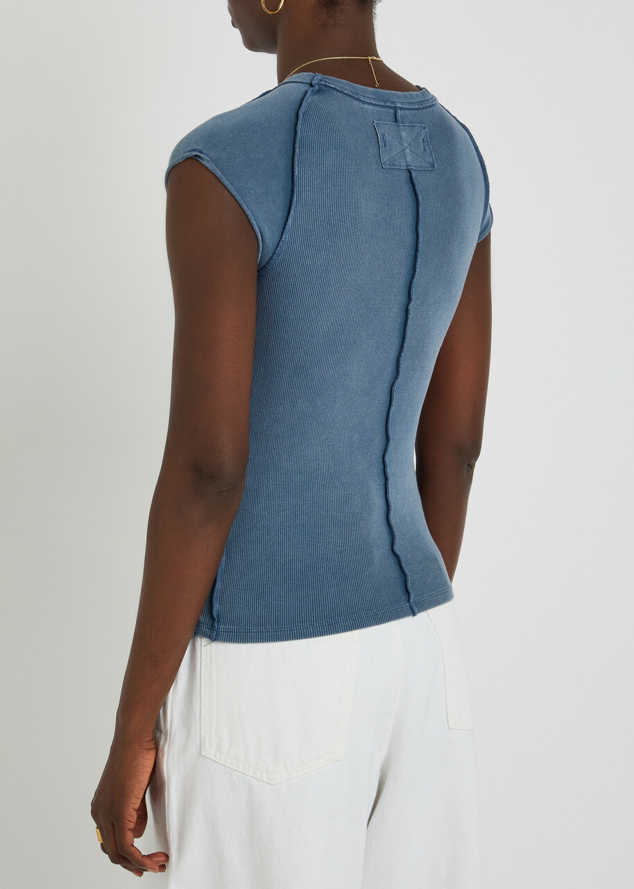 Free People Ever Had Ribbed Stretch-cotton T-shirt Blue