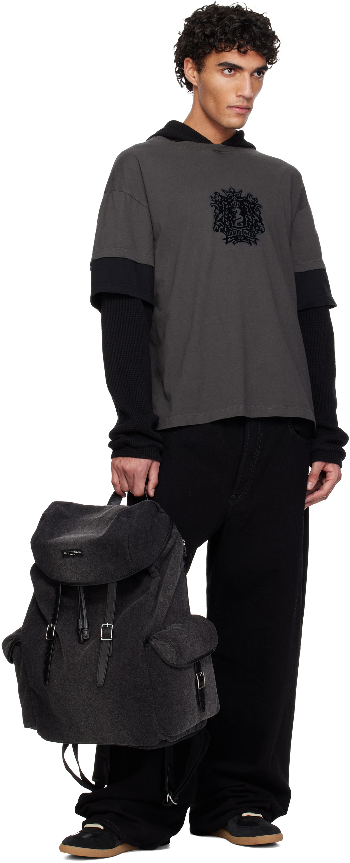 WOOYOUNGMI Black Denim Backpack