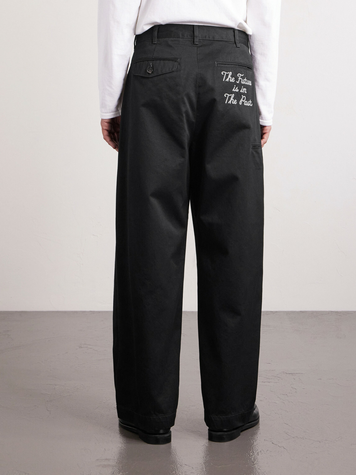 Human Made - Wide-Leg Logo-Embroidered Pleated Cotton-Twill Chinos - Black