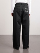 Human Made - Wide-Leg Logo-Embroidered Pleated Cotton-Twill Chinos - Black