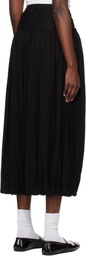 Y's Black Combination Denim Maxi Skirt