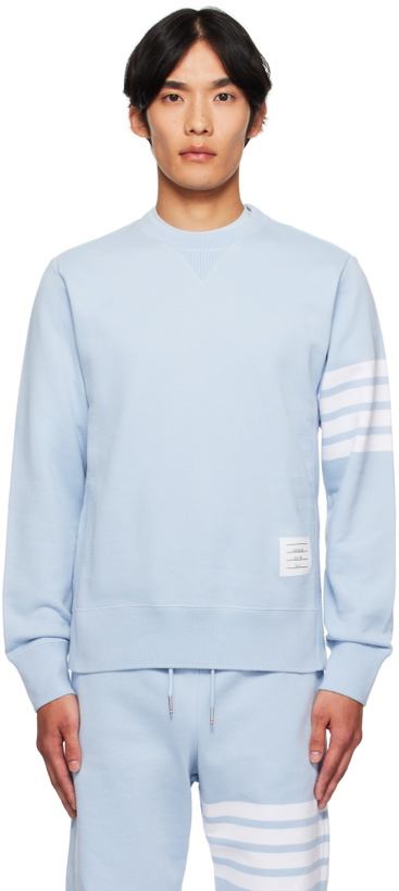 Photo: Thom Browne Blue Classic Loopback 4-Bar Sweatshirt