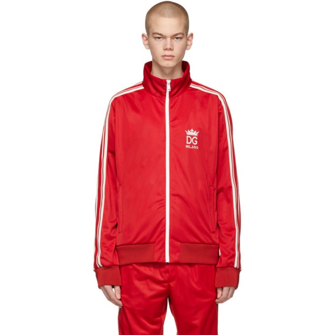 Photo: Dolce and Gabbana Red Crown Zip-Up Jacket