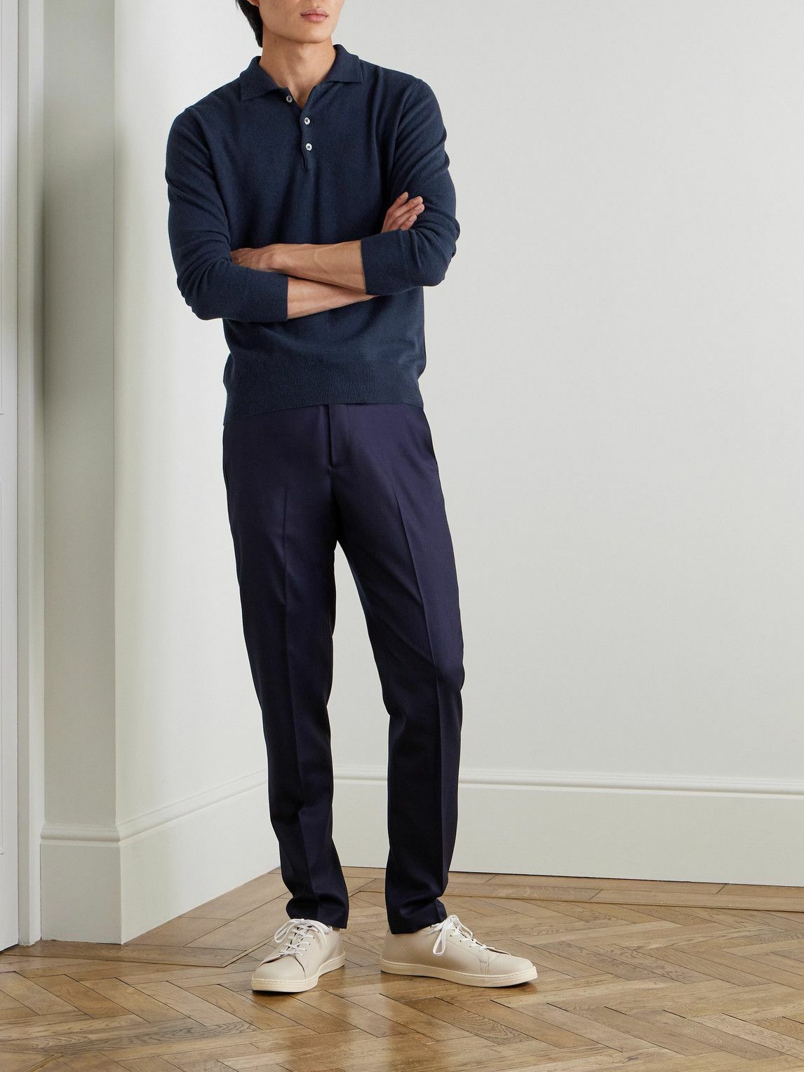 Kingsman - Wade Merino Wool and Cashmere-Blend Polo Shirt - Blue