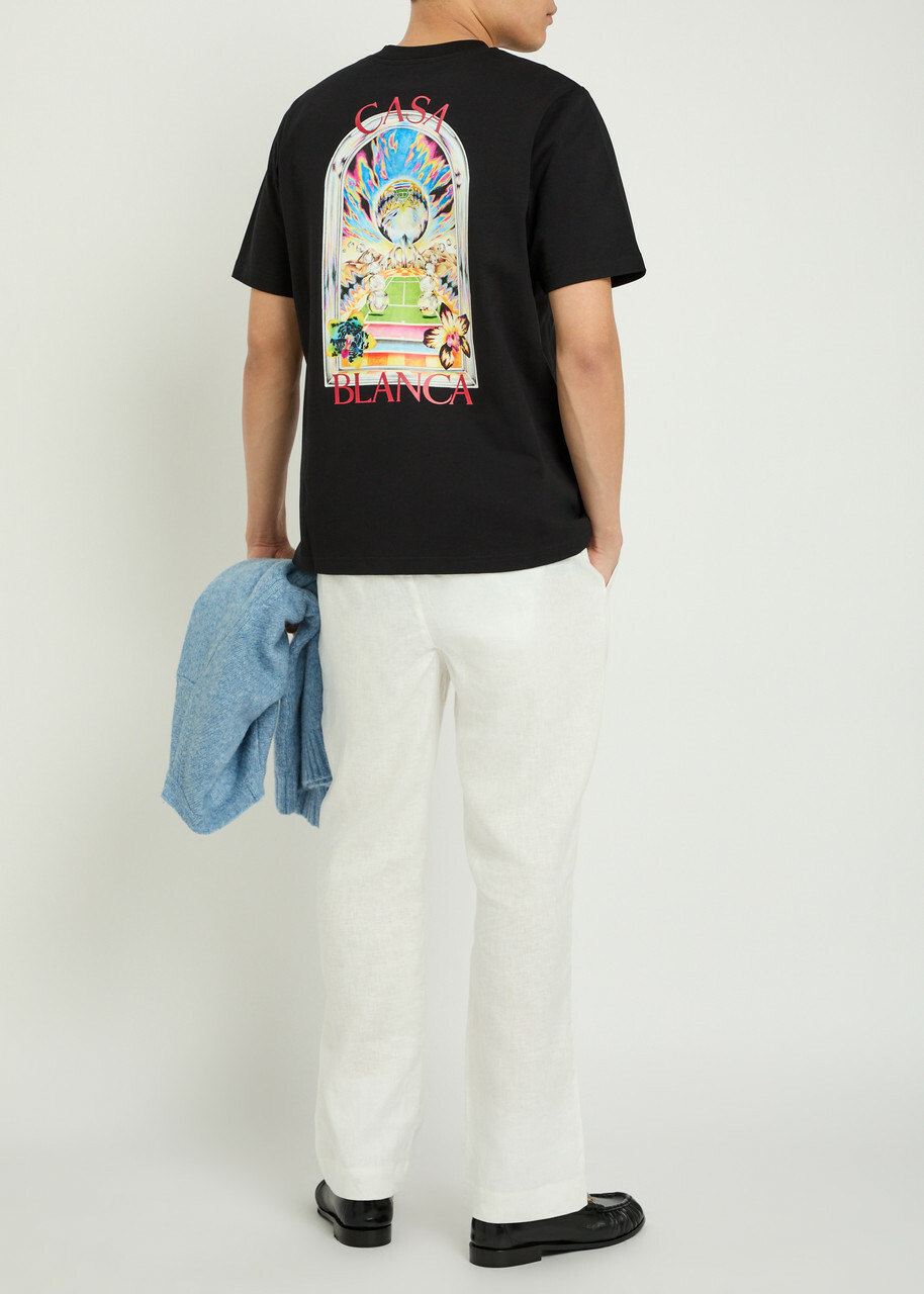 Casablanca Landscape Printed Cotton T-shirt Black