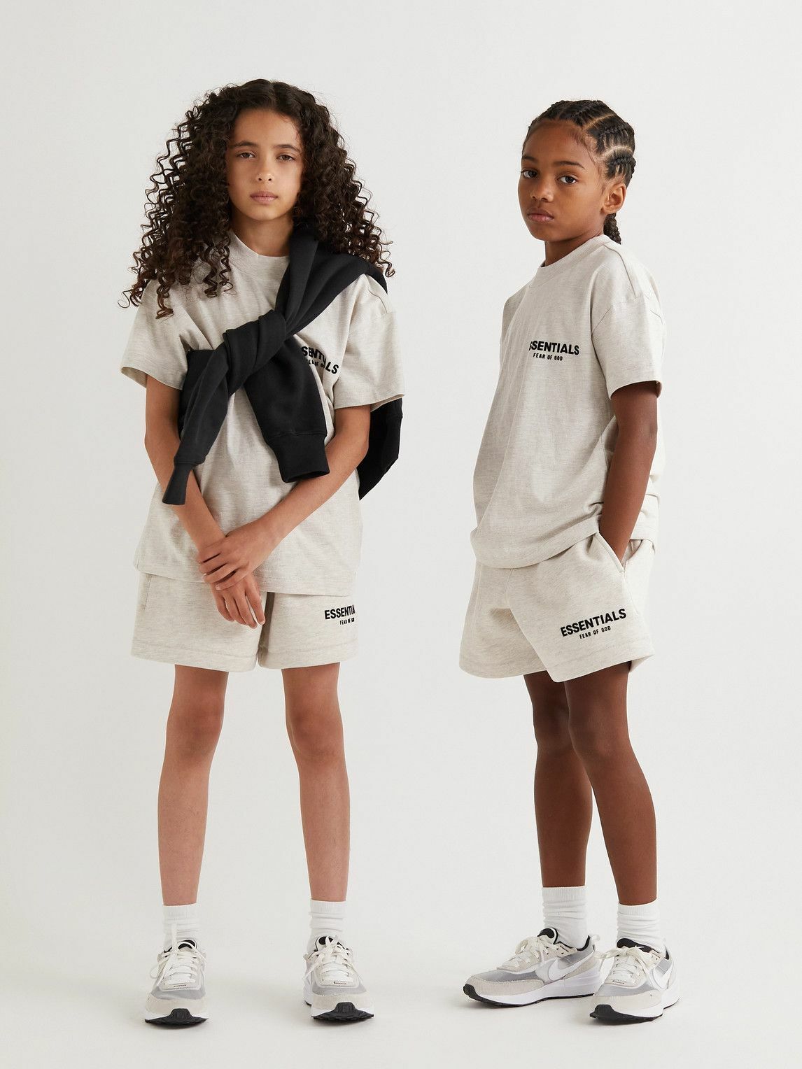 Fear of God Essentials Kids - Logo-Flocked Cotton-Jersey T-Shirt - Gray ...