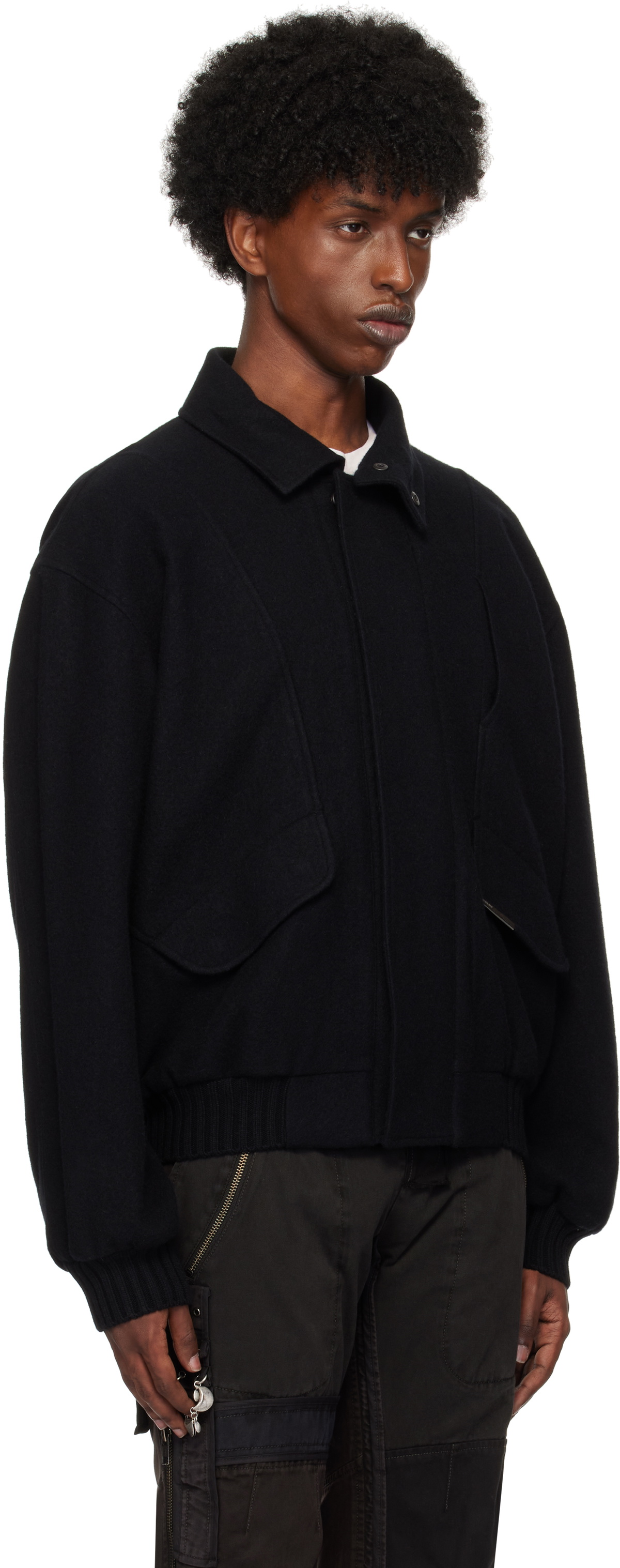 HYEIN SEO Black Wool Bomber Jacket Hyein Seo