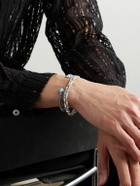 Peyote Bird - Engraved Silver Turquoise Cuff and Beaded Bracelet Set