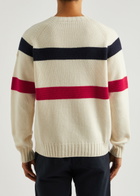 Moncler Striped Logo Wool and Cashmere-blend Jumper Cream