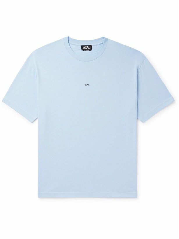 Photo: A.P.C. - Kyle Logo-Print Cotton-Jersey T-Shirt - Blue