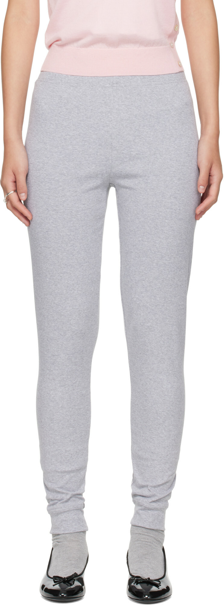 Sandy Liang Gray Long Jane Leggings