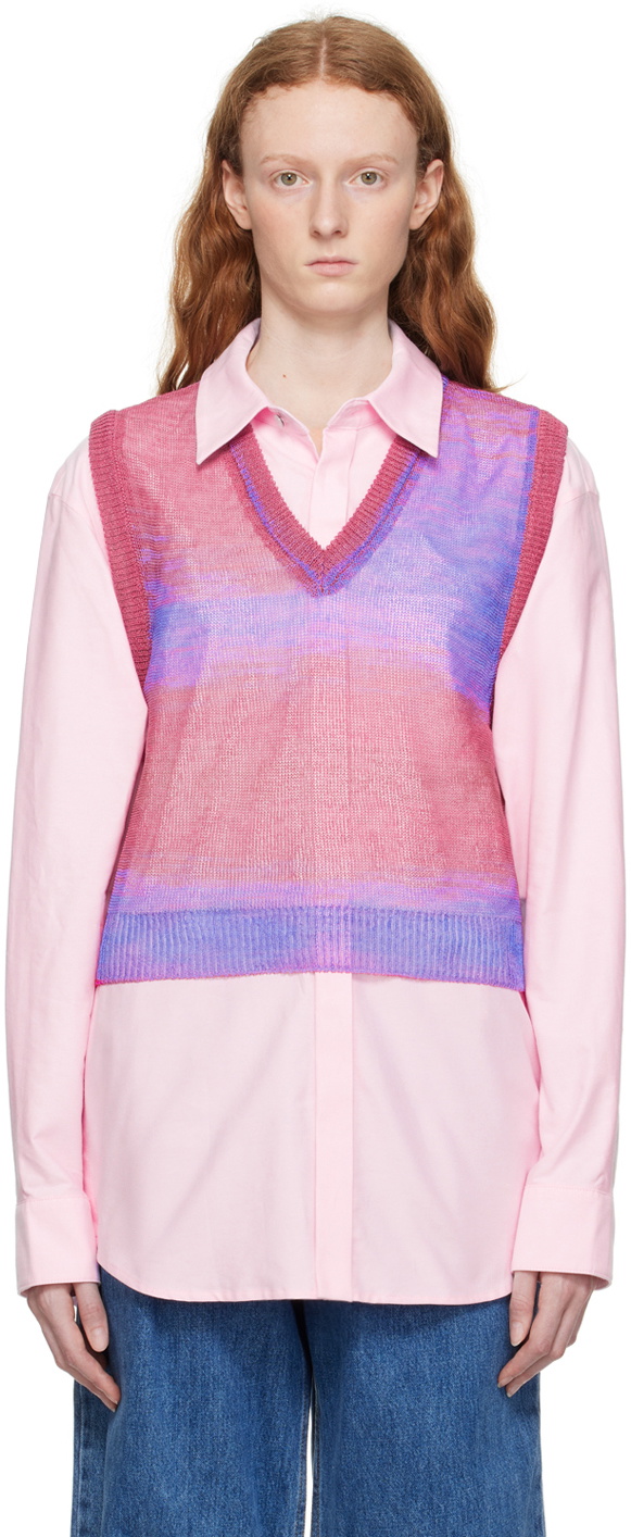 Wooyoungmi Pink Gradient Stripe Vest