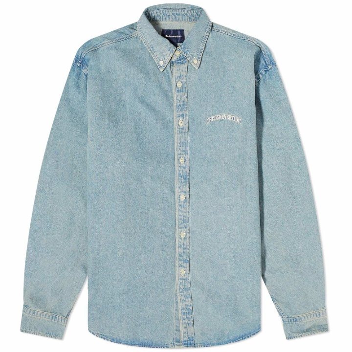 Photo: thisisneverthat Men's Washed Denim Shirt in Blue