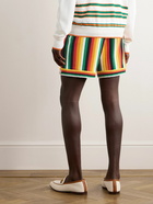 Casablanca - Straight-Leg Logo-Appliquéd Striped Cotton-Blend Terry Shorts - Green