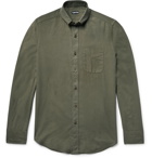 TOM FORD - Slim-Fit Button-Down Collar Cotton and Cashmere-Blend Twill Shirt - Green