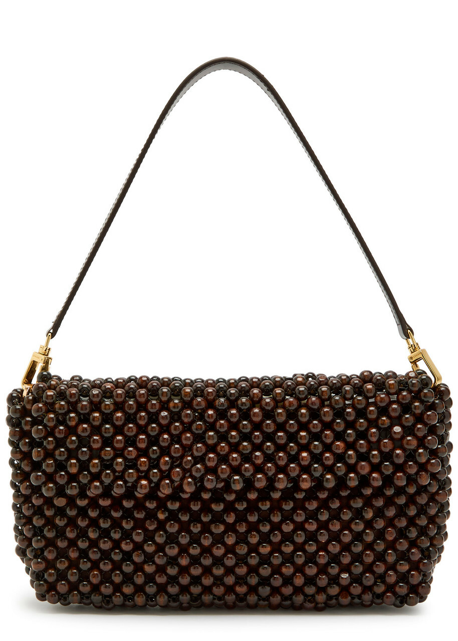 Staud Timmy Beaded Shoulder bag - Dark Brown - One Size