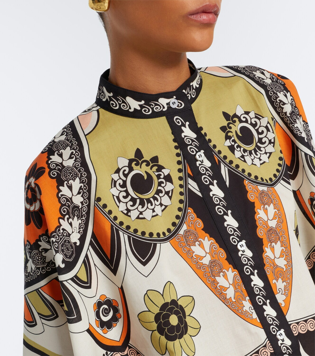 La DoubleJ Foulard printed cropped cotton shirt