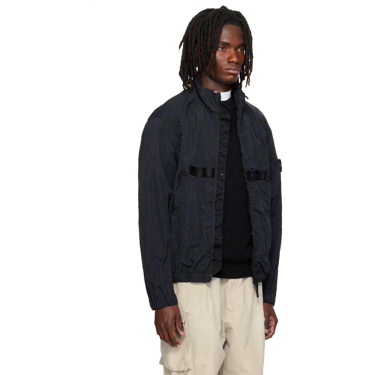 Stone Island Black Q100009 Warp Rib Nylon-TC Jacket