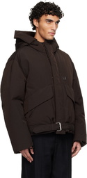 WOOYOUNGMI Brown Hooded Goose Down Jacket
