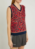 Adidas X Wales Bonner Leopard-intarsia Knit Vest Multicoloured