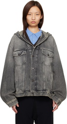 Acne Studios Black Hooded Denim Jacket