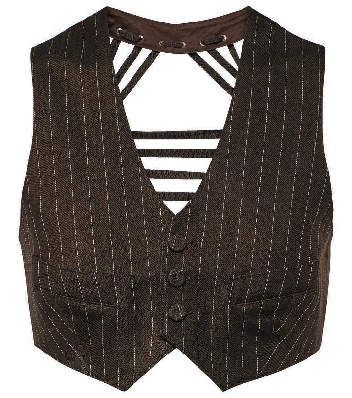 Photo: Jean Paul Gaultier Pinstripe cropped wool-blend vest