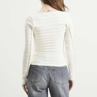 mfpen Women's Deep Henley Top in Off White Stripe