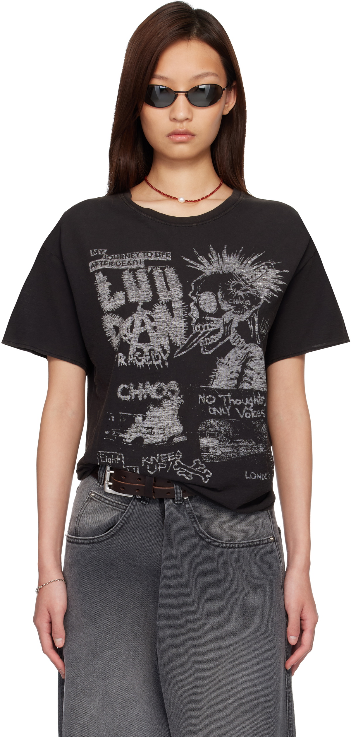 LU'U DAN Black Thrash T-shirt