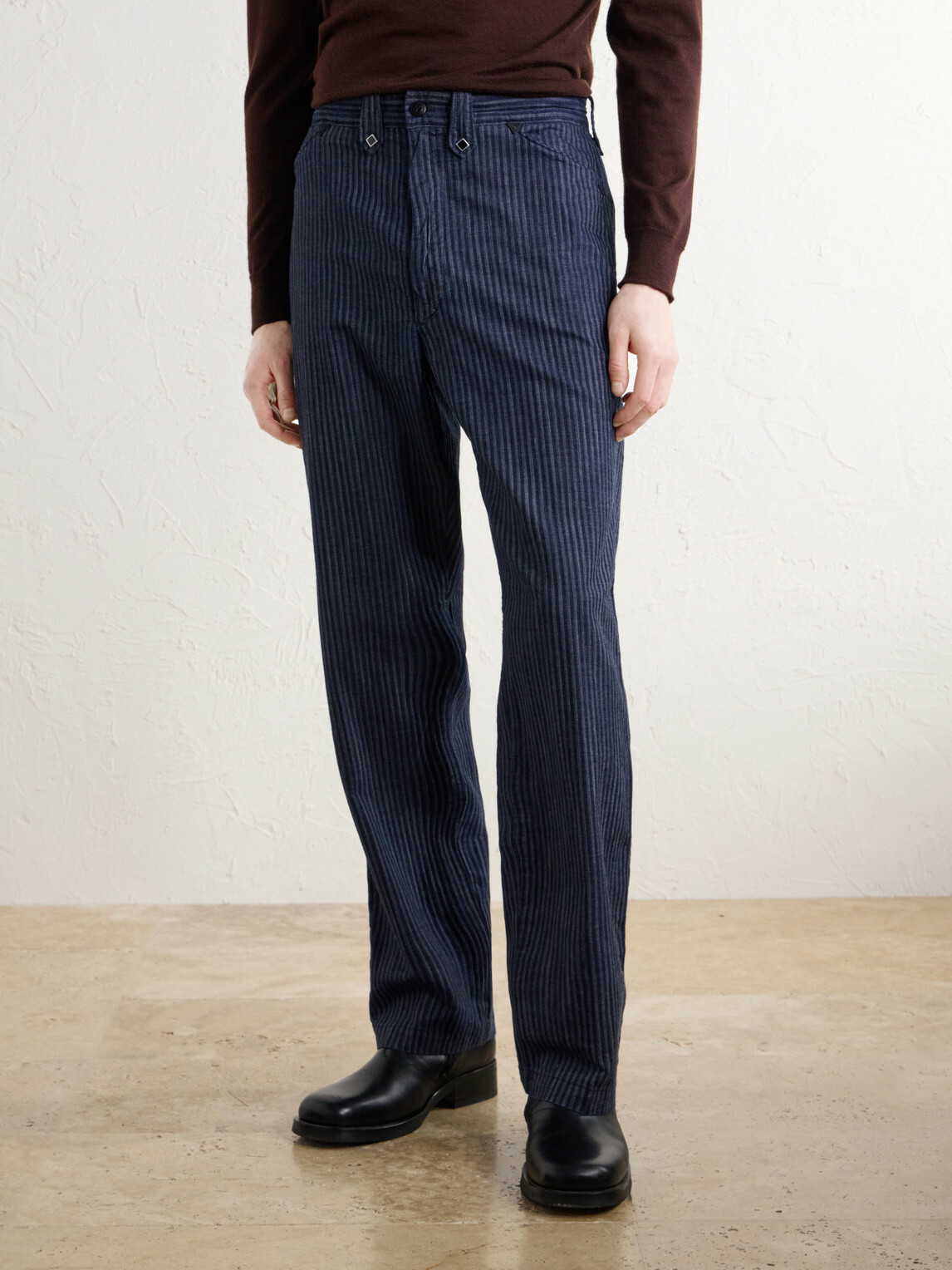 RRL - Straight-Leg Striped Cotton-Jacquard Broken-Twill Trousers - Blue